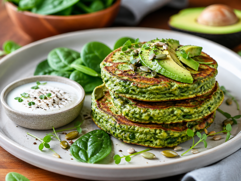 Green pancakes salés aux épinards vegan
